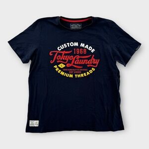 Tokyo Laundry T Shirt‎ Mens XL Blue Short Sleeve Cotton 1968 Premium Threads